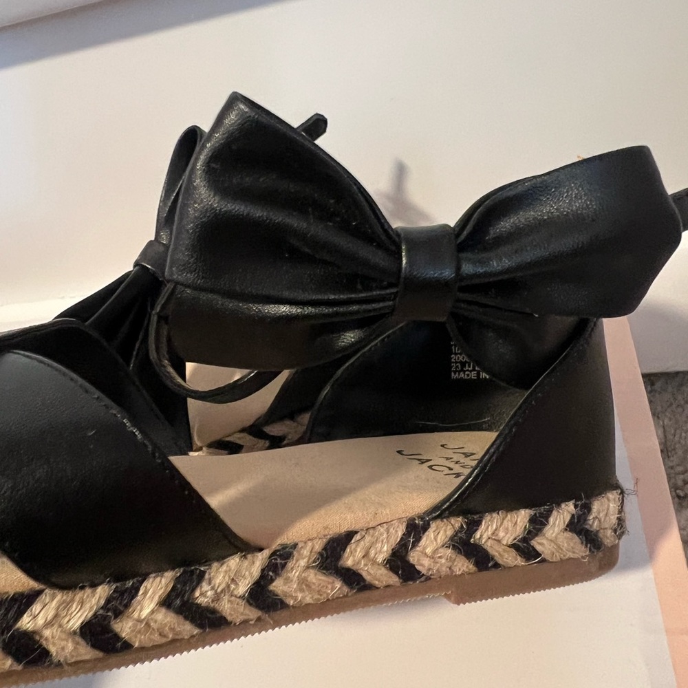 Janie & Jack Bow Strap Espadrille Black Size 1 - Picture 5 of 6